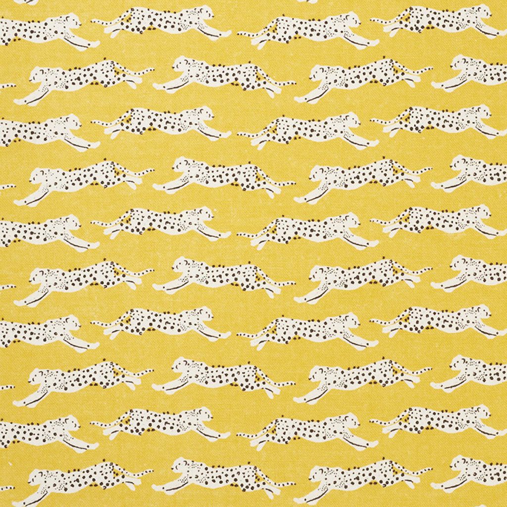 Lemony leopards grace this chic fabric by Schumacher that’s sure to bring out the wild side in any space. Freshly Squeezed_NP6-2C