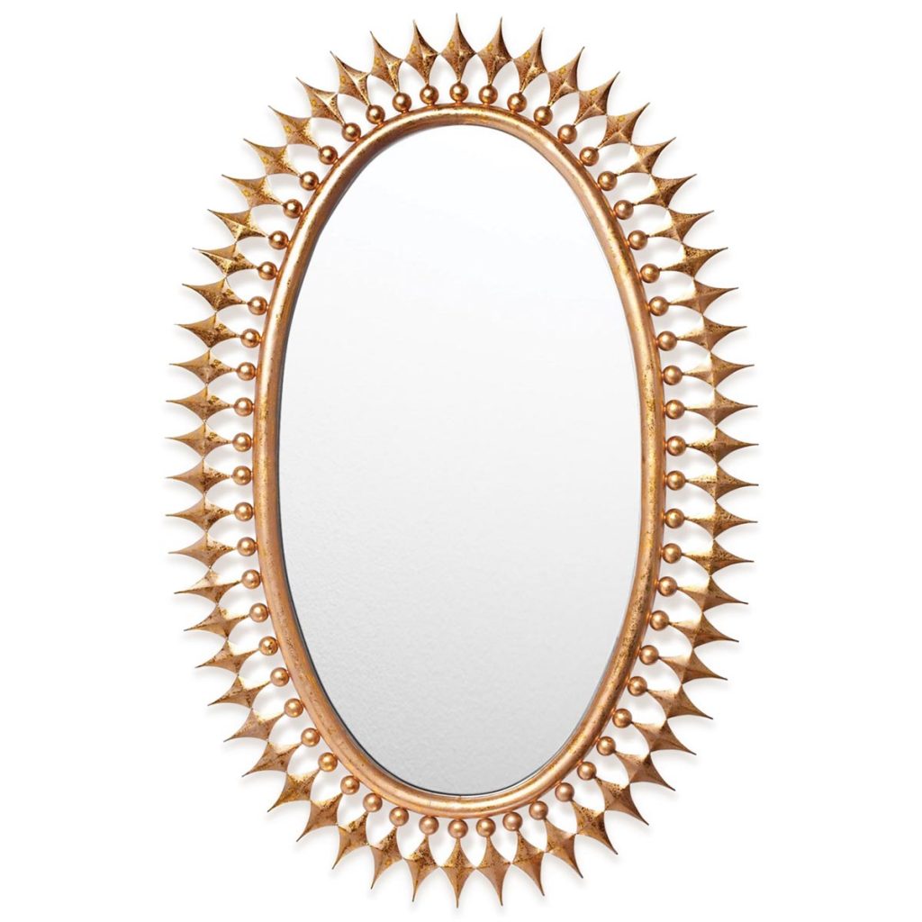 The Wellington mirror by Global Views is accented with hand-gilded gold leaf for next-level beauty